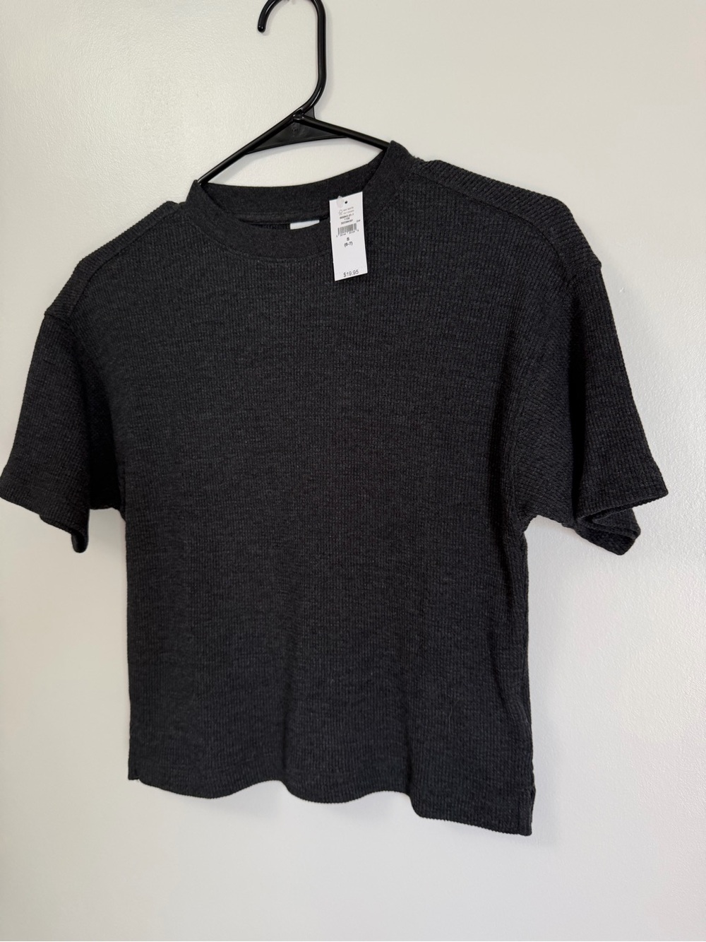 GAP Black Short Sleeve Waffle Knit Tee